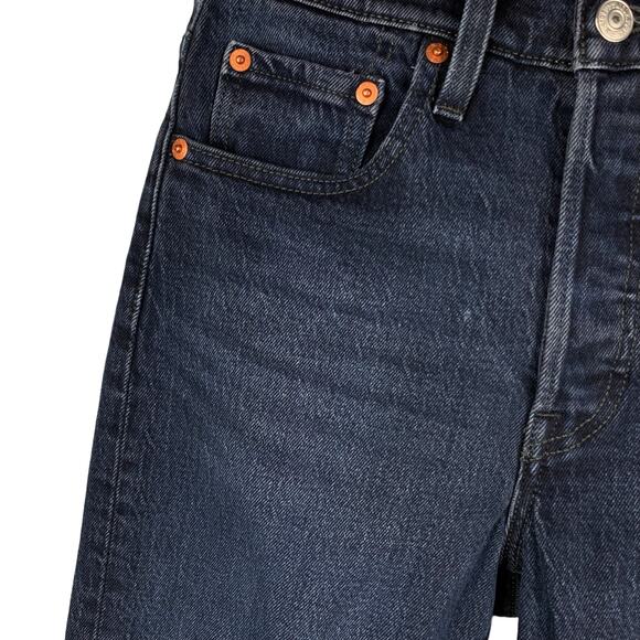 Levi’s Premium 501 Skinny Jeans Black Blue Distressed Women’s 24 (26 x 28) - Picture 3 of 13